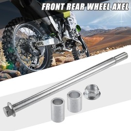 A ABSOPRO Front Rear Axle with Bushing and Screw Bolt M14 240mm Dirt Bike Scooter ATV Wheel Axle Steel Alloy Silver Tone