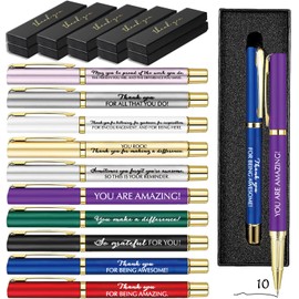 10 Sets Inspirational Thank You Gifts Employee Appreciation Gifts Ballpoint Pens with Gift Boxes Motivational Quote Pen Bulk Gifts for Teacher Staff Coworkers Student School Graduation(Multicolor)