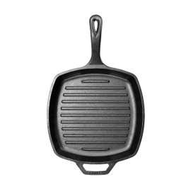 Cast Iron Seasoned 10.25" Grill Pan Nonstick Durable Skillet Indoor Outdoor