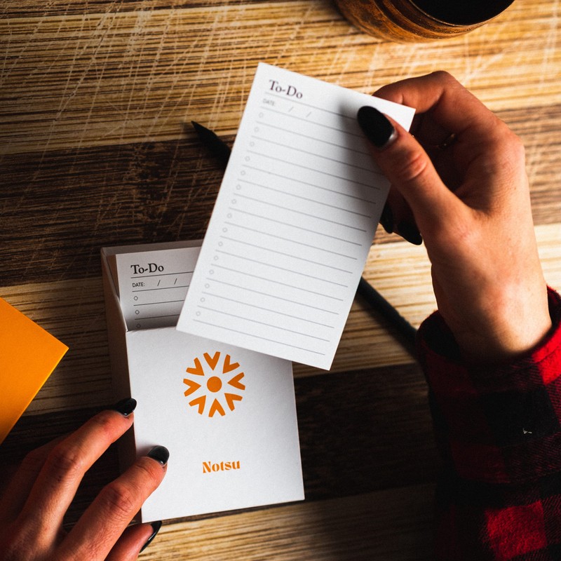 Notsu to Do List Index Card Box w/ 50 Vertical