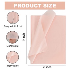 BEISHIDA 100 Sheets Grey Pink Tissue Paper, Grey Pink Wrapping Paper, Tissue Paper for Gift Bags, 14"x20"Gift Wrap Tissue Paper Bulk for DIY Crafts Gift Wrapping Birthday Wedding Holiday Paper Flowers