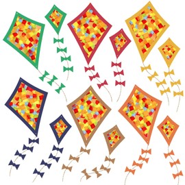 Autumn Crafts for Children Set, Window Pictures Autumn Crafts, Autumn Decoration Paper Kite, DIY Autumn Craft Set, Autumn Crafts with 12 Paper Dragons, Coloured Card and Transparent Paper for Children