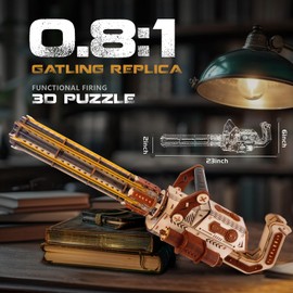 TENYEAH 3D Wooden Puzzles for Adults, Submachine Rubber Band Gun Building Kits, 215pcs Gatling Toy Gun, Cool Craft Kits for Teens Boys