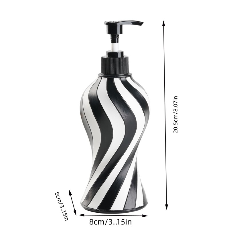 Black and White Zebra Stripe Soap Dispenser, Modern Refillable Hand