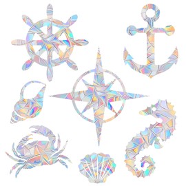 Shawula 21PCS Nautical Window Clings - Anti-Collision Decals to Save Birds From Collisions, Non-Adhesive Prismatic Vinyl Clings, Rainbow Stickers