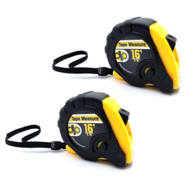 Tape Measure 16 Foot | Yellow | Premium-Quality Retractable Measuring Tape with Pause Buttons | Easy to Read Measurements in Standard & Metric - Centimeters & Inches | by Daily Living Products