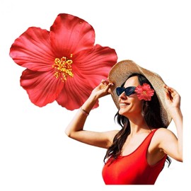 1Pc Red 8 cm Hawaiian Flower Hair Clip for Women Girls Fashion Bohemian Flowers Hair Accessory for Dancer Bridal Wedding Beach Party
