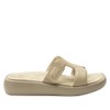 Alegria Women Portia Beige Leather Square Toe Sandal Slide 6-6.5