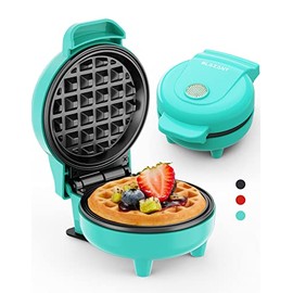 Waffle Maker Mini Small Compact Design, Breakfast Waffle Iron Machine Nonstick Coating, Snack Chaffle Hash Browns Round 4 Inch 550W, Blue BLAZANT