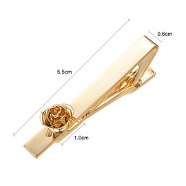 RunootPR Gold Tie Clip for Men Rose Tie Bar Clip Suitable for Wedding Business Jewelry