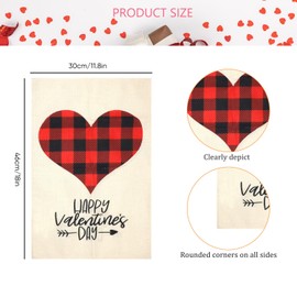 Dohia Valentines Day Garden Flag Love Hearts Rose Garden Flag 12x18 Double Sided Burlap Yard Outdoor Flag D1-AXHYQ (Plaid)