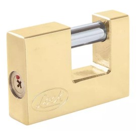 Lock Candado Acero P/cortina 70 Mm Latón Brillante Lock Color Amarillo/plateado