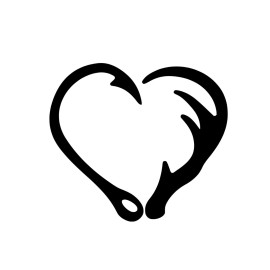 Oracal ANTLER FISH HOOK HEART DECAL CAR WINDOW You Pick Color HUNTING GUNS