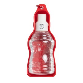 GF Pet Water Bottle for Dogs - Compact 8 oz Size, Lid Doubles as Bowl - Easy-to-Carry Anti-Spill Design for On-The-Go Hydration (Red)