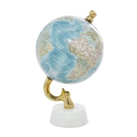 Deco 79 Aluminum Metal Globe with Marble Base, 6" x 6" x 11", Blue