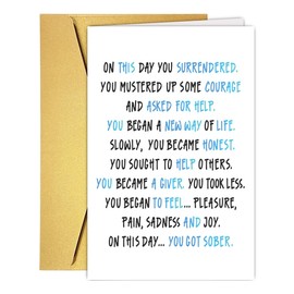Qamza Funny Sobriety Card, Motivational Recovery Card for Sobriety Anniversary, AA Chips Replacement, 1 Year 1st Sober Milestone and Uplifting, Addiction Recovery Congrats Cards
