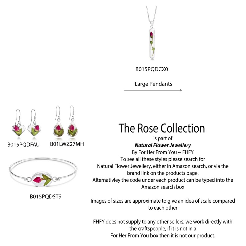 Natural Flower Jewellery Sterling Silver Small Heart Pendant Made with