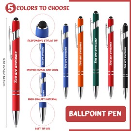 Roowest 25 Set Appreciation Gifts Bulk for Team Ballpoint Pen with Metal Stylus Tip Mini Motivational Notebook with Organza Bags Team Welcome Gifts for Employee Staff