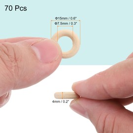 MECCANIXITY 100pcs 0.6" Unfinished Wooden Rings Smooth Natural Wood Macrame Rings for Curtain Connectors DIY Crafts Knitting Decoration Jewelry Making