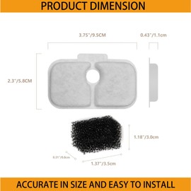 Haodlay 20 Packs Cat Water Fountain Filter Replacement Compatible With PETLIBRO? Dockstream Cat Water Fountain PLWF005/PLWF115/PLWF105,Triple Filtration System Replacement Filter with Pre-filter Sponge
