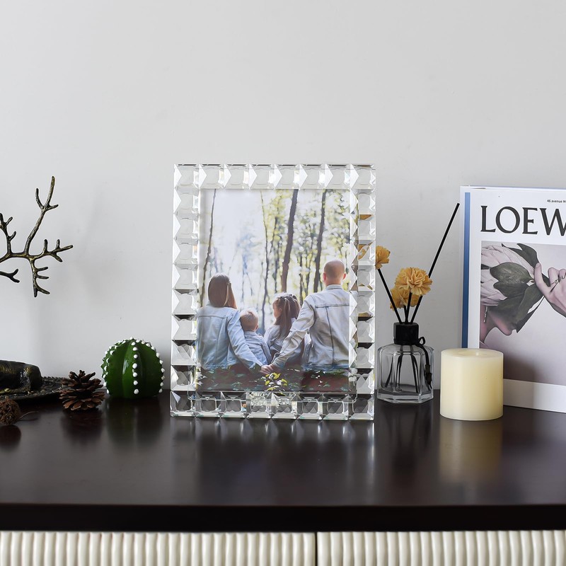 Luxury Crystal Picture Photo Frame,Grid Diamond Craft,Crystal Wedding Frame of