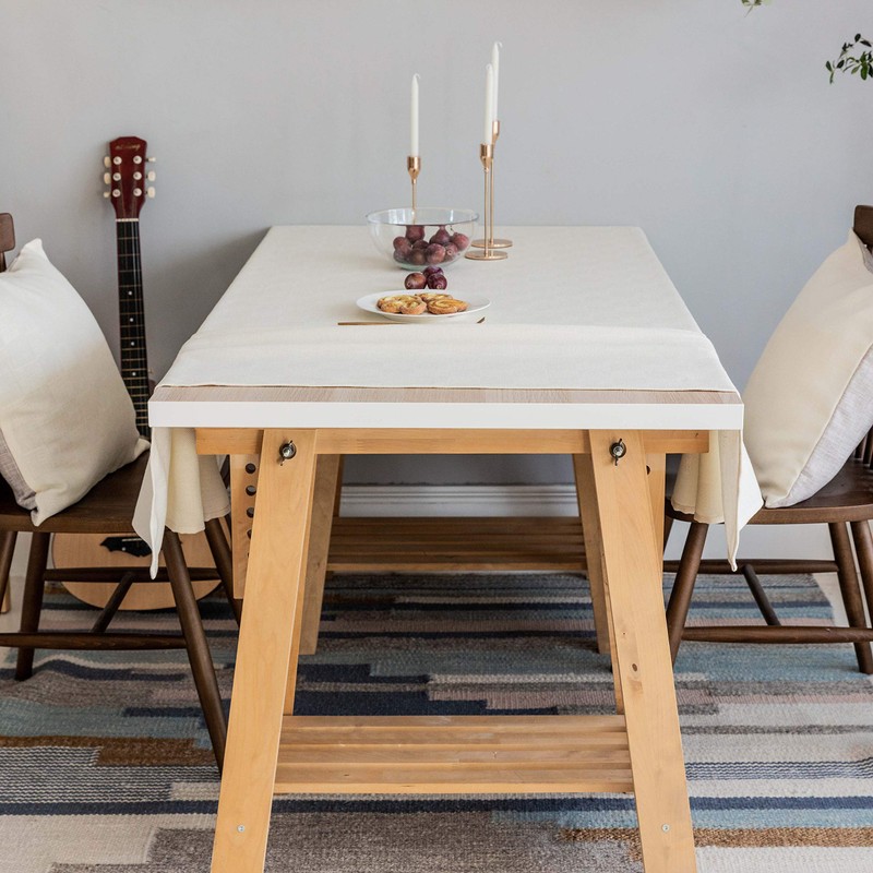 Home Brilliant Small Table Cloth Square, Cream Table Cloth 132X132,