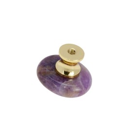 Geesatis 6 Pcs Door Knobs Cabinet Pull Handles Natural Stone Retro Knob for Home Kitchen Decoration, with Mounting Screws, Amethyst