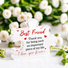 Friend Gifts for Women Men - Gift for Her Him, Present for Friendship Birthday, Engraved Acrylic Block Puzzle 2.2 x 2.8 inch