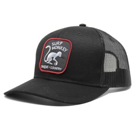 Trucker Cap Damen/Herren Surf Monkey® - One Size (55-61 cm) - Verstellbare Mesh Cap - Snapback mit luftigem Netzteil (schwarz)