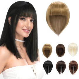 BUYOGET Umber Mix Blonde Hair Topper Clip in Hair Pieces for Woman Short 12 Inch Clip in Toppers with Fringe for Thinning Hair