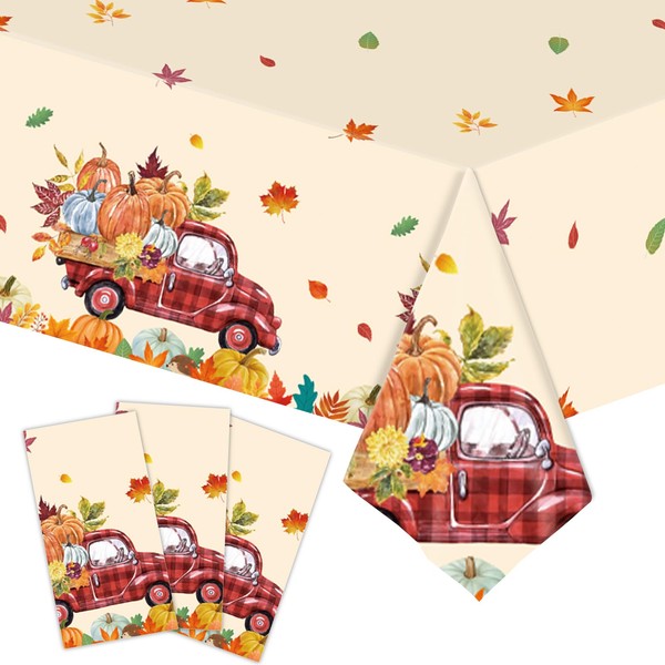 Kilyparty 3 Pack Fall Thanksgiving Party Supplies, Disposable Tablecloth, Plastic