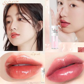 Pakivs 4Pcs Hydrating Clear Lip Oil Set,Big Brush Lip Gloss Oil Jelly Honey Lip Gloss Lang Anhaltender Feuchtigkeitsspendender Lippenbalsam Aufpolsternder Lipgloss