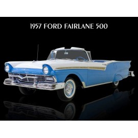 1957 Ford Fairlane 500 in Blue & White NEW METAL SIGN: 9 x 12" Ships Free