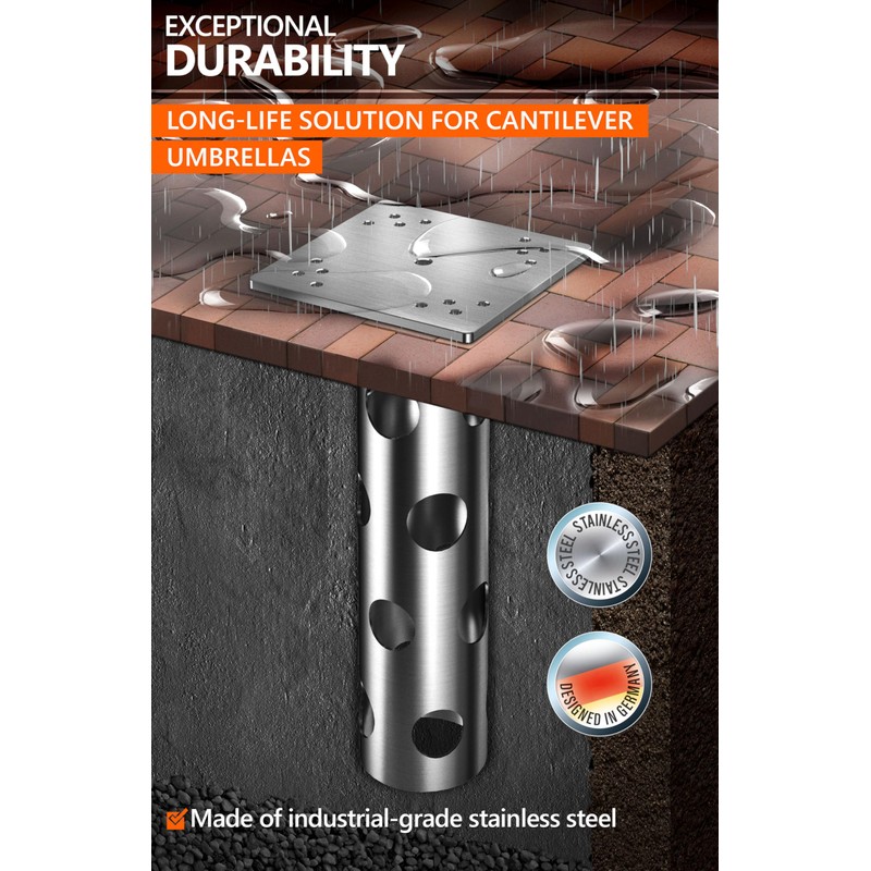 4smile In-ground umbrella base - In Ground umbrella holder, stainless