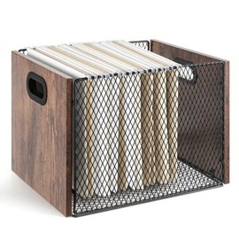 Yalikop Hanging File Organizer File Box Hanging Folder Storage Boxes Wood Cabinet with Handle for Home Office Desk, Letter Size