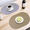 Wipeable Placemats Set of 6 Oval Faux Leather Placemat Reversible