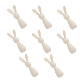 8pcs Rabbit Head Wooden Figurine Mini Rabbit Figurines Wicker Doll Skincare Headband Trendy Bunny Candy Headband Animal Rabbit Ornaments Wood Rabbit Mini Rabbit Sculpture Khaki Operitacx