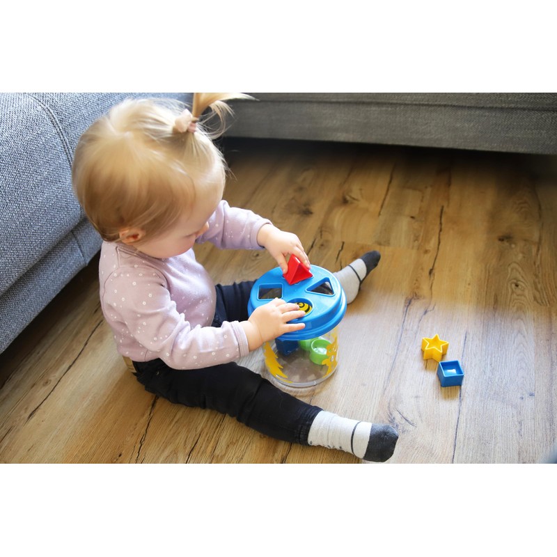 GOWI 453-20 Steckbox Biene mit Pyramide 20teilig, Stapel- und Geschicklichkeitsspielzeug