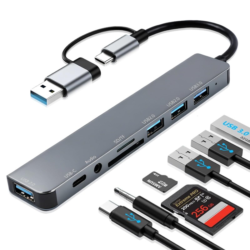 Lector Micro SD USB 3.0, 8 en 1 Docking Station