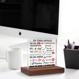 SOSREBEDR Funny Desk Signs for Work Office, Job Presents gifts, In This Office We Are a Team Inspirational Teamwork Nurse Gifts for Women, All-round nurse Gifts, Acrylic Signs & Plaques SK28