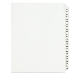 Avery Legal Dividers, Standard Collated Sets, Letter Size, Side Tabs and 451-475 Tab Set (01348)