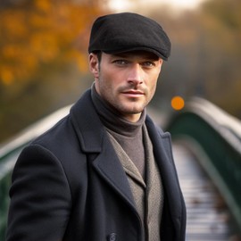 Flat Cap Newsboy Hats for Men - Classic Solid Cabbie Hat Driving Scally Cap Men