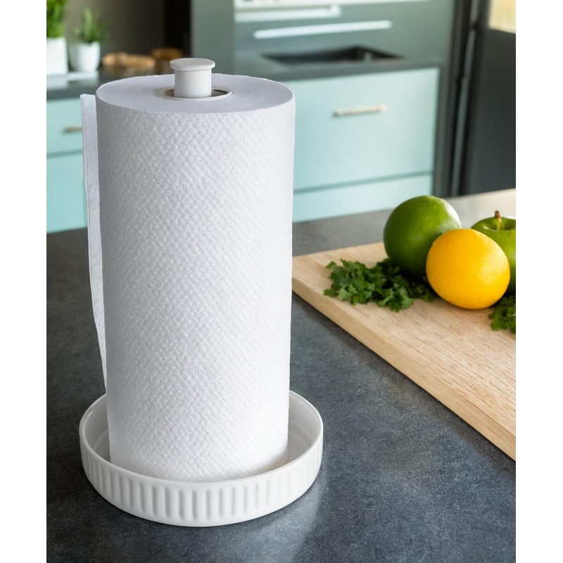 VROOMIUM Paper Towel Holder Countertop, Ceramic Base Easy-to-Clean, 1.5 lbs,