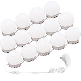 Brightown (Exculding Mirror )Brightown LED Vanity Lights Strip Kit with 14 Dimmable Light Bulbs for Full Body Length Makeup Mirror, Wall Mirror, Plug in Vanity Mirror Lights with Power Supply, 3 Color Modes