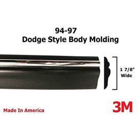 Automotive Authority Black Chrome Side Body Trim Molding Replacement for 1994-1997 Dodge Ram Pickup Truck - 1-7/8" Wide (Full Roll - 24 ft)