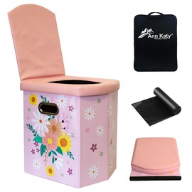 Ann Katy Upgrade XL Portable Toilet for Adults, Extra Large Portable Travel Floding Toilet, Camping Tall Toilets with Lid for Adults and Kids Compact Potty for Car,Hiking,Beach - Color: pink