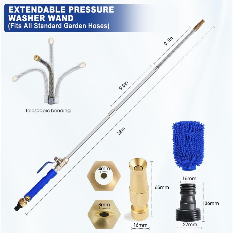 Yiliaw High Pressure Power Washer Wand With 3 Sprayer Nozzle,