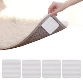 Rug Pads Grippers,4PCS Carpet Grippers, Rug Gripper for Carpeted Floor, Rug Grippers for Laminate Floor for Non Curl Reusable Rug Stoppers Keep Your Area Rug Flat on Hardwood Floors and Tiles