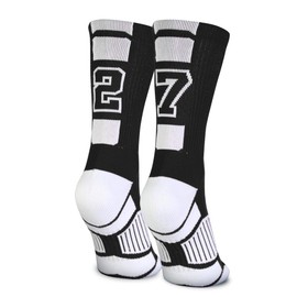 ChalkTalkSPORTS Custom Team Number Socks | Adult Athletic Performance Socks | Black Number Socks | 27 or 72