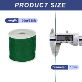 QUARKZMAN 1 mm Polypropylene Rope Braided Ropes, 100 m Nylon Rope Hollow Utility Cord for Washing Line, Camping, Hiking, Outdoor, Dark Green